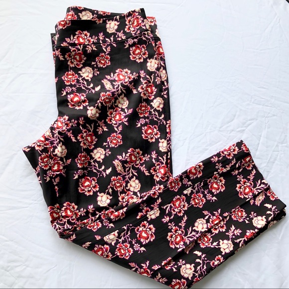 2/$25 ⚡️✨ Ann Taylor Ankle Crop Floral Straight Leg Pants Workwear - Picture 2 of 7